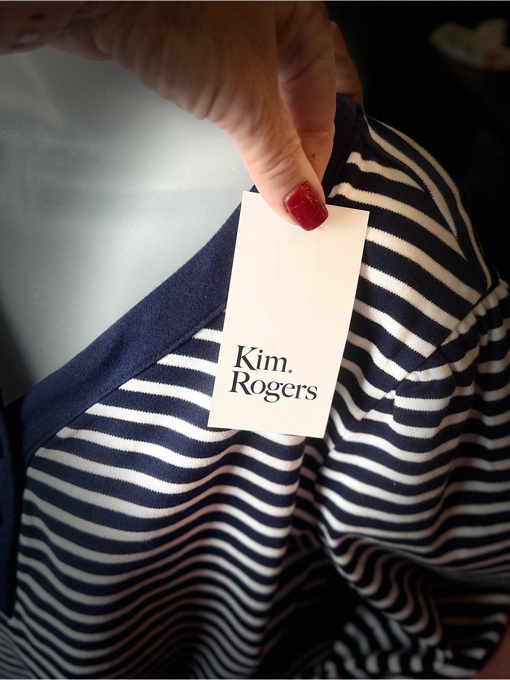 NWT Kim Rogers Navy/ White Striped Casual Summer Dress   MEDIUM    #CL - Picture 8 of 8